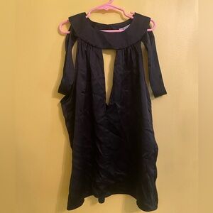 CHRISTOPHER DEANE Women's  100% Silk Black Halter Cold Shoulder Top US 8